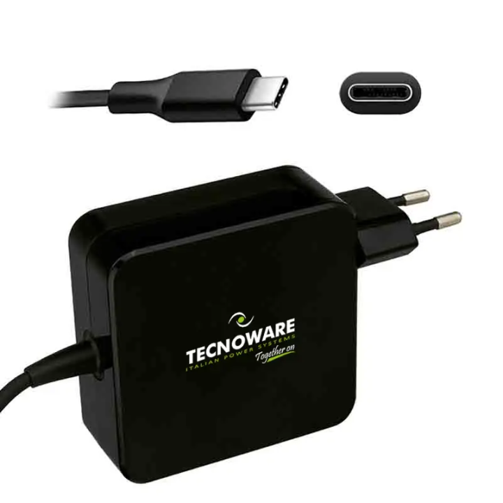ALIMENTATORE TECNOWARE POWER CHARGER USB-C 65W WITH 210CM CABLE BLACK COLOR