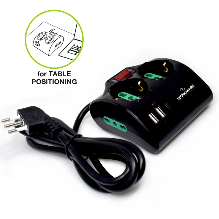 MULTIPRESA TECNOWARE POWER CLEANER INPUT 10A ITA - USCITE 2xSCHUKO/ITA+ 2xITA + 2xUSB-A, USB-C