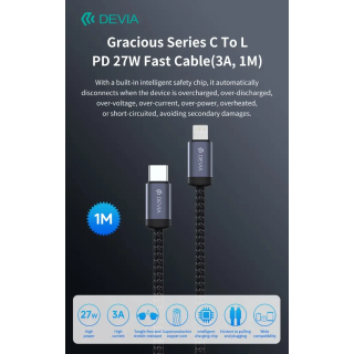 Cavo Devia da Tipo-C a Lightning PD 27W Alta velocita 1 Mt