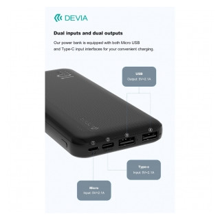Power Bank DEVIA 10,000 mAh 37 Watt NERO
