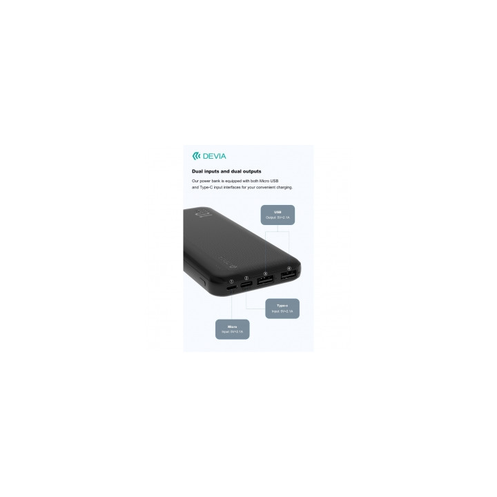 Power Bank DEVIA 10,000 mAh 37 Watt NERO