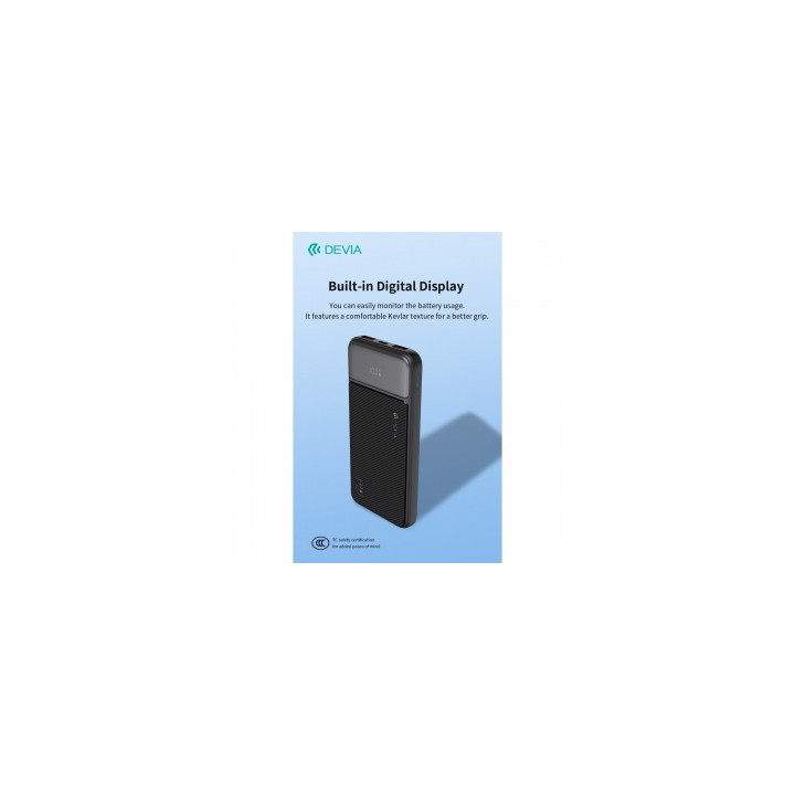 Power bank DEVIA 22,5 W con display digitale 10,000 mAh BLACK