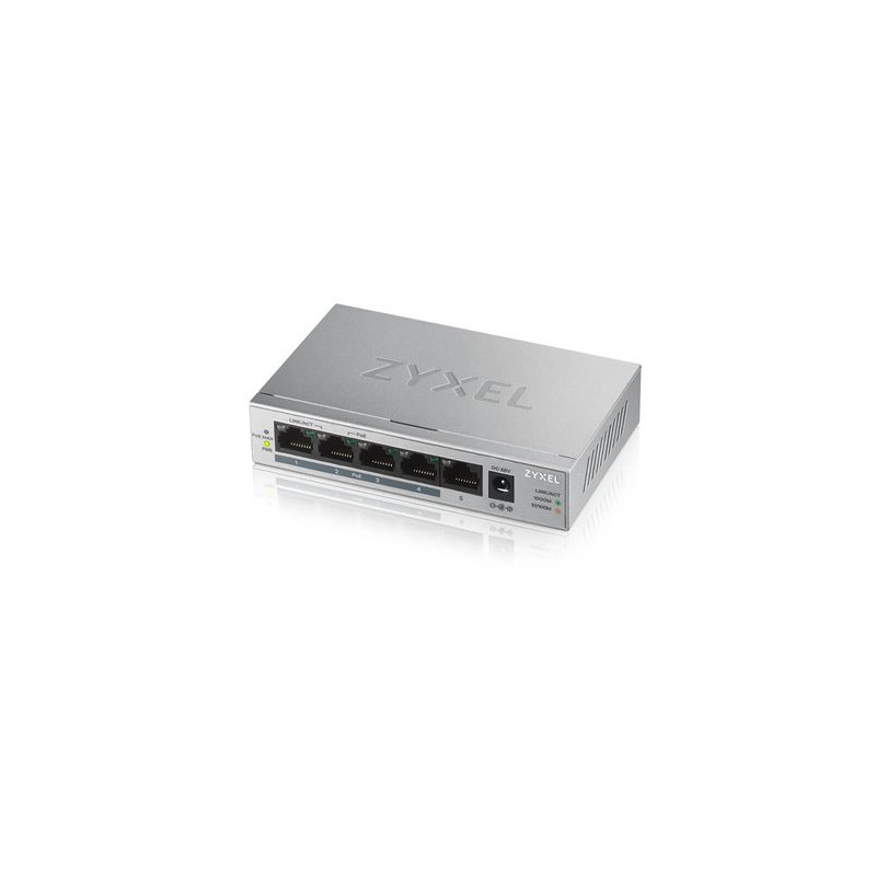 SWITCH ZYXEL GS1005HP-EU0101F 5P LAN GIGABIT (4 porte PoE, erogazione fino a 60W) UNMANAGED DESKTOP, Case metallico