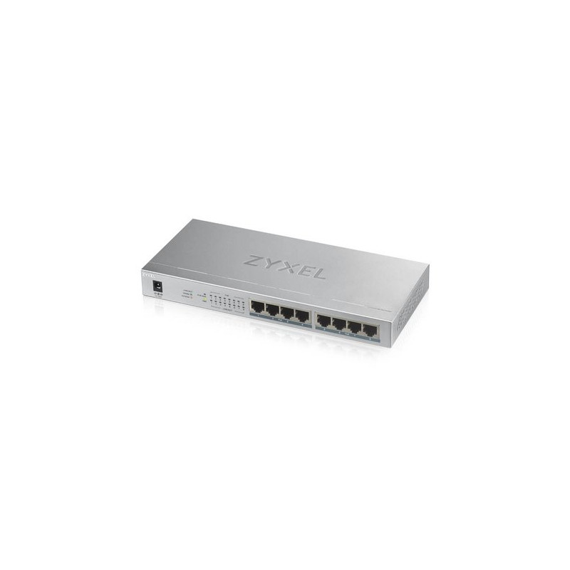 SWITCH ZYXEL GS1008HP - Switch Unmanaged, 8 porte Gigabit (8 porte PoE, erogazione fino a 60W), Chassis metallo, Desktop