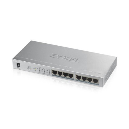 SWITCH ZYXEL GS1008HP - Switch Unmanaged, 8 porte Gigabit (8 porte PoE, erogazione fino a 60W), Chassis metallo, Desktop