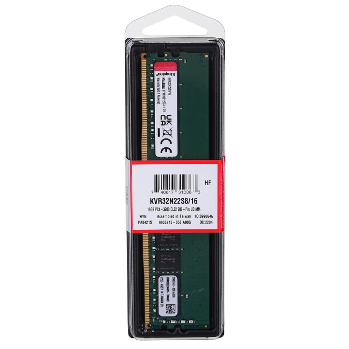 DIMM KINGSTON DDR4 16GB 3200MHZ KVR32N22S8/16