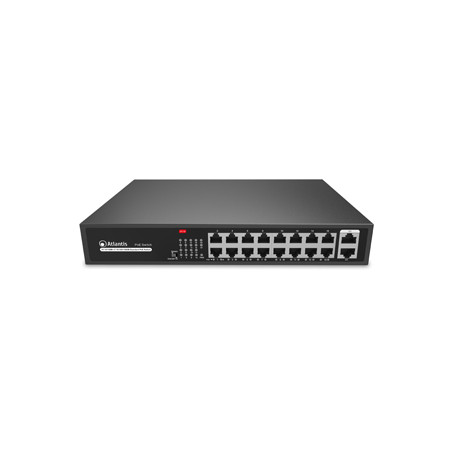 ATLANTIS SWITCH GIGABIT PoE A02-G18P16-200W 18 Porte di cui 2 Gigabit 16 PoE 10/100Mbps sino a 185W (200W tot) incl KIT RACK-19"