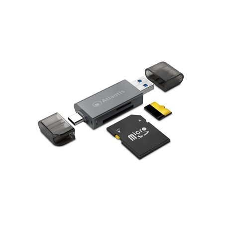 MULTICARD READER ATLANTIS P005-CR32 ALL-IN-1 ESTERNO USB3.0+USB-C SDXC/SDHC/SD, MMC, RS-MMC, Micro SDXC, TF, Micro SD/SDHC