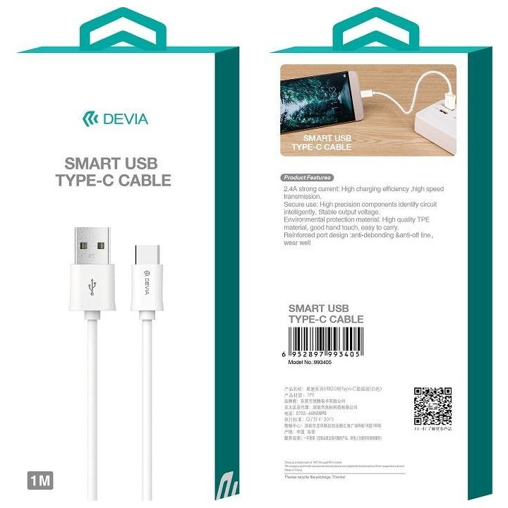 Cavo Devia Smart da USB a Tipo C 1 Metro