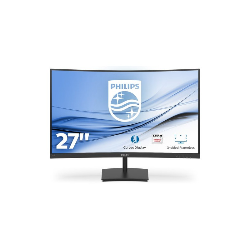 MONITOR PHILIPS LED 27" Wide CURVED 271E1SCA/00 VA 1920x1080 4ms 250cd/mq 3000:1(Mega Infinity DCR)2x3W MM VGA HDMI GAMING 75 Hz