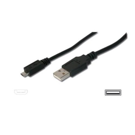 CAVO DIGITUS USB 2.0 A TO USB MICRO-B, M-M, 1,8MT, SCHERMATO, NERO, AK67421