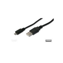 CAVO DIGITUS USB 2.0 A TO USB MICRO-B, M-M, 1,8MT, SCHERMATO, NERO, AK67421