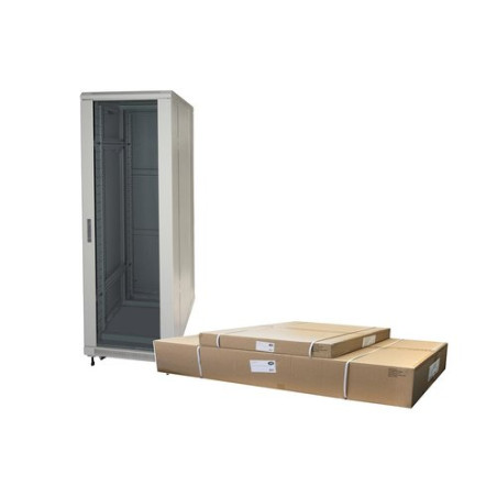 RACK LINK 19'' ARMADIO 42 UNITA' (A)2055x (L)600x(P)600mm COLORE GRIGIO DISASSEMBLATO PORTA VETRO