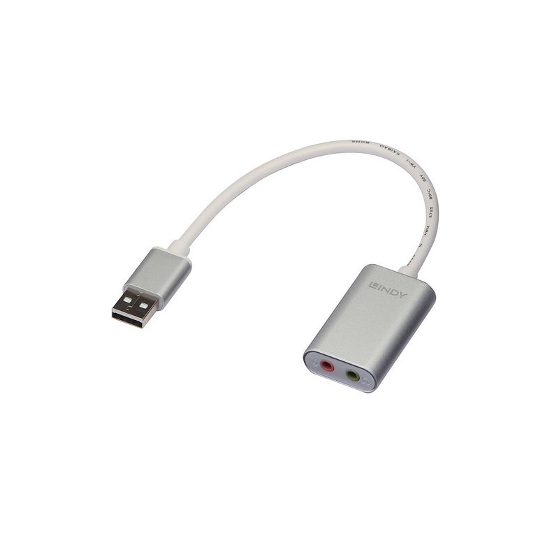 ADATTATORE LINDY USB-AUDIO Connessone di casse o cuffie e microfono con interfaccia jack da 3.5mm da una porta USB Tipo A