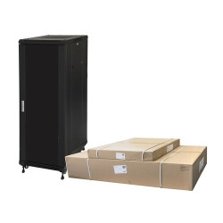 ARMADIO RACK 19" PER RETI 32U (A)1610, (L)600, (P)600 COLORE NERO DISASSEMBLATO PORTA VETRO