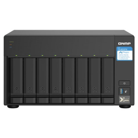 NAS TOWER QNAP TS-832PX-4G 8HDD 3,5"/2,5" NOHD 2P 10GbE SFP+ 2P 2.5GbE 3P USB3.2 4GB DDR4 4CORE AL-324 1.7GHZ