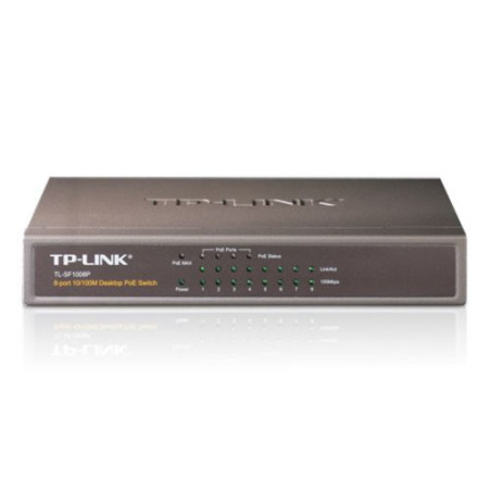 SWITCH TP-LINK TL-SF1008P 8P LAN POE 10/100Mbps RJ45 ports including 4 PoE ports, CASE ACCIAIO