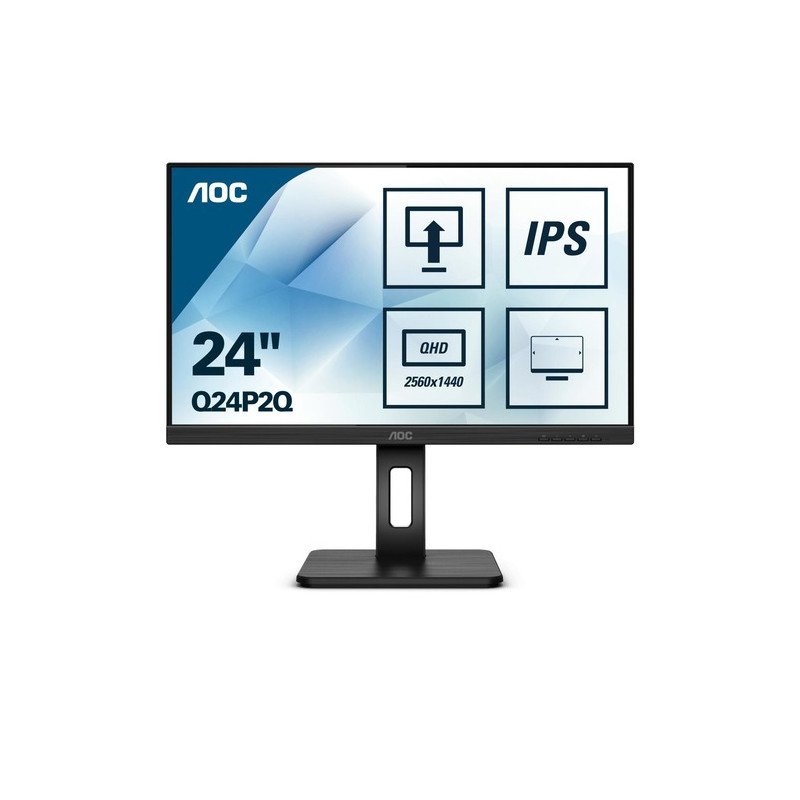 MONITOR AOC LED 23.8" Wide Q24P2Q IPS 2560x1440 4ms 250cd/mq 50.000.000:1 2x2W MM Reg. in H PIVOT VGA HDMI DP USB