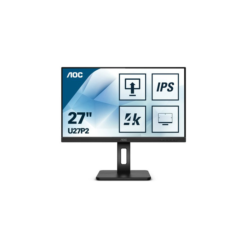 MONITOR AOC LED 27" Wide U27P2 IPS 3840x2160 4ms 350cd/mq 50.000.000:1 2x2W MM PIVOT REG.H 2HDMI DP USB