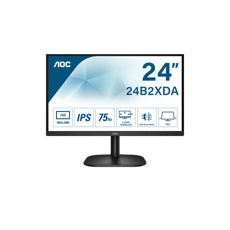 MONITOR AOC LED 23.8'' Wide 24B2XDAM VA 1920x1080 4ms 250cd/mq 3.000:1 (20.000.000:1) 2x2W MM VGA HDMI DVI