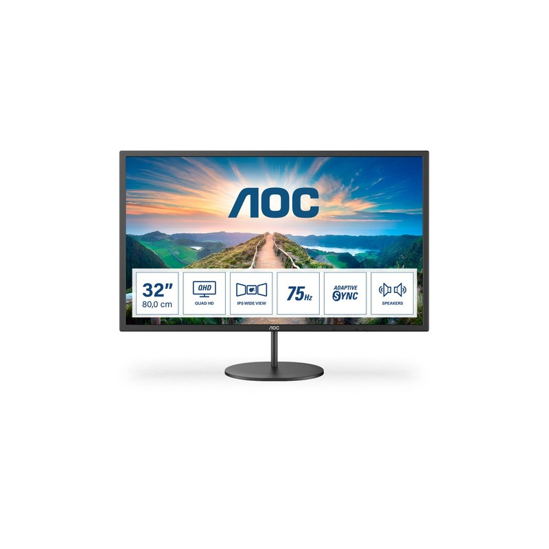 MONITOR AOC LED 31.5" Wide Q32V4 IPS 2560x1440 4ms 250cd/mq 1.200:1(20.000.000:1) 2x2W MM HDMI DP