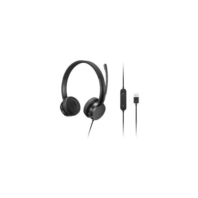 Lenovo USB-A Wired Stereo On-Ear Headset (with Control Box) - 4XD1K18260