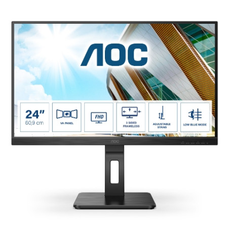 MONITOR AOC LED 23.8" Wide 24P2QM VA 1920x1080 4ms 300cd/mq 20.000.000:1 2x2W MM Reg.H PIVOT VGA DVI HDMI DP USB