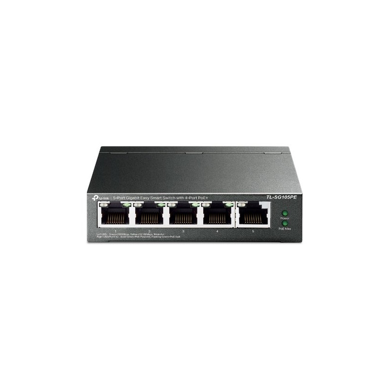 SWITCH TP-LINK TL-SG105PE 5P GIGABIT DESKTOP 10/100/1000Mbps RJ45 4P POE+, 802.3at/af, 65W PoE Power