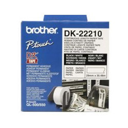 NASTRO BROTHER DK-22210 ADESIVO Nero/Bianco 29mm x 30.48m X QL-500 QL-550  QL-560VP QL-570 QL-700 QL-710W QL-800 QL-810W