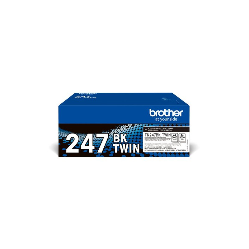 2 TONER BROTHER TN-247Bk Nero 2x 3000PP X HL-L3210CW HL-L3230CDW HL-L3270CDW DCP-L3550CDW MFC-L3730CDN MFC-L3750CDW MFC-L3770CDW