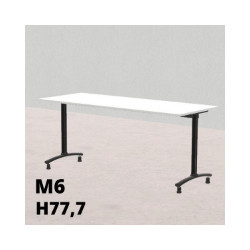 Tavolo TIGLIO piano fisso180x70 H77,7cm, gambe nere con piedi,piano melamina bianca, prodotto aggregab-T.ML.M.F.18070.M6fN.BB