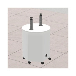 Tavolo PINO C Circolare superficie e bordo bianco h.76cm,2 colonne ad estrazione con 3schuko e 2USB A-T.CLE.CRCUNI.CL.M.BB