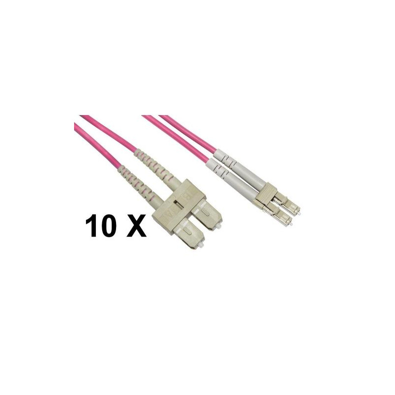 CAVO FIBRA OTTICA LC A SC MULTIMODE DUPLEX OM4 GUAINA 2 MM 50/125 MT.2 - CONF. 10PZ - LKLCSC4502E