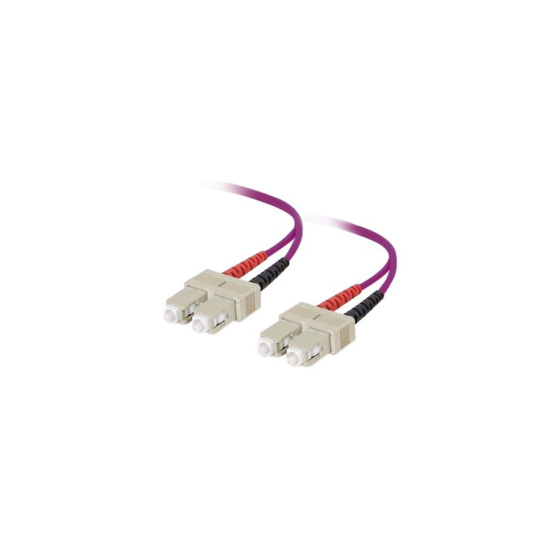 Bretella di connessione e permutazione a 2 fibre ottiche MULTIMODALI OM4 connett. SC-SC DUPLEX 1m guaina esterna LSZH IEC60332-1