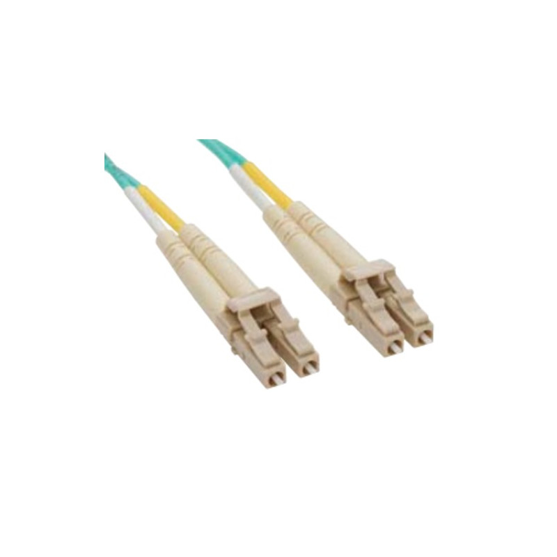 Bretella di connessione e permutazione a 2 fibre ottiche MULTIMODALI OM3 connett.LC-LC DUPLEX 0,5MT