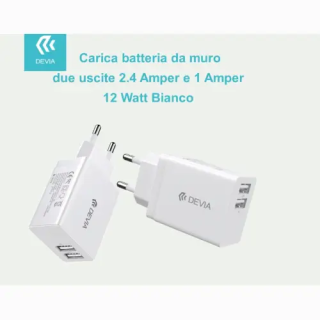 DEVIA CARICATORE 2 USCITE USB 12 WATT BIANCO