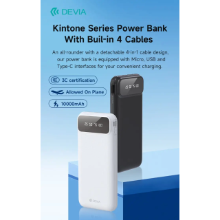 Power Bank serie Kintone con 4 cavi integrati 10000 mAh Bianco