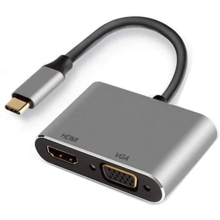 USB Type C a HDMI 4k/30Hz e VGA FHD